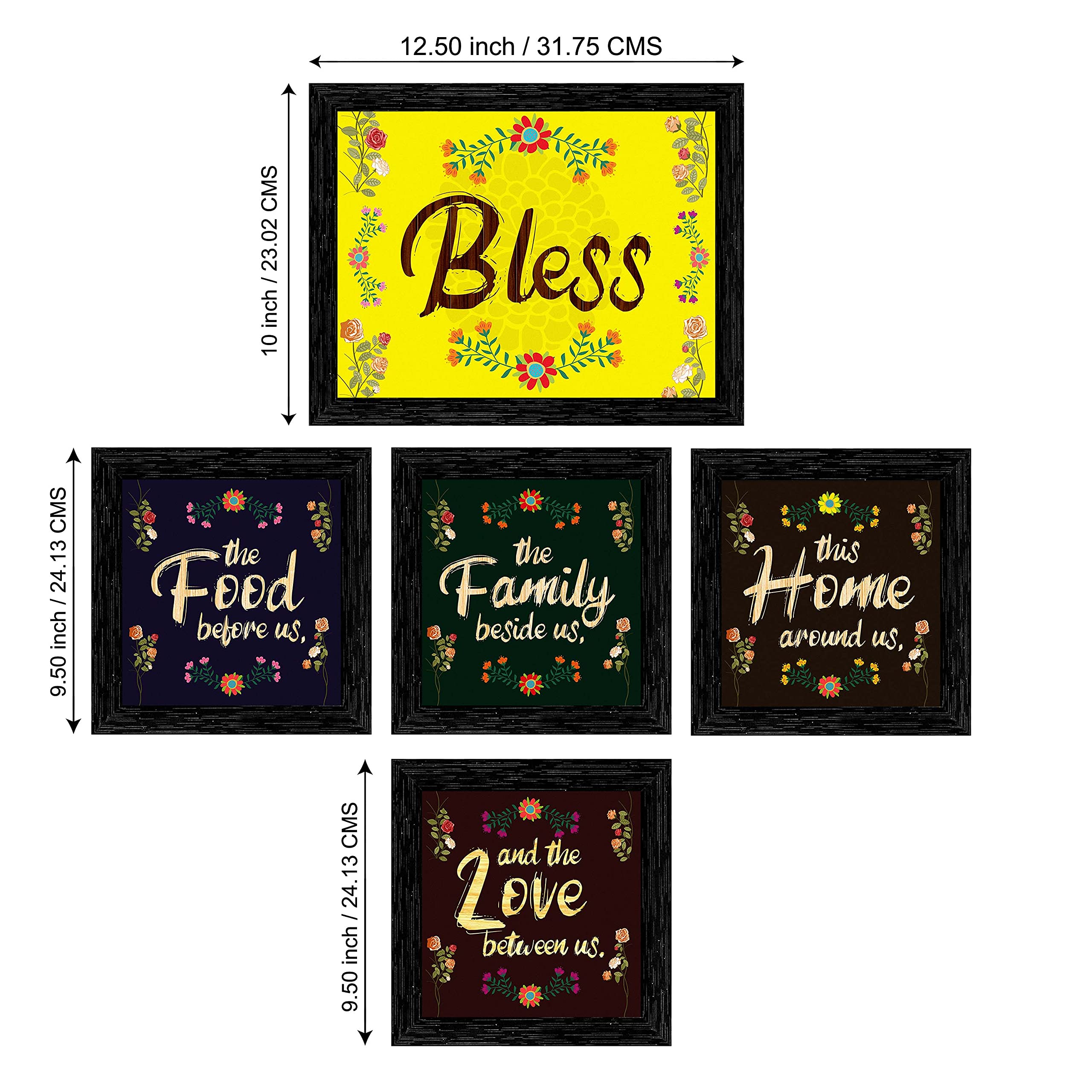 Indianara Motivational Quote Framed Wall Hanging Laminated Painting, 9.5 Inch X 9.5 Inch, Multi, Set Of 4 (Style 7)